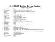 UNSOLD STALLIONS 2012 TQHA Stallion Service Auction