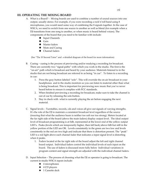 WSCA Station Handbook and Training Manual - Prometheus Radio ...