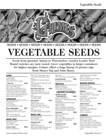 VEGETABLE SEEDS - Grimes Seeds Online Store