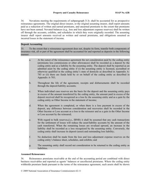 Statutory Issue Paper No62R - Reinsurance Focus