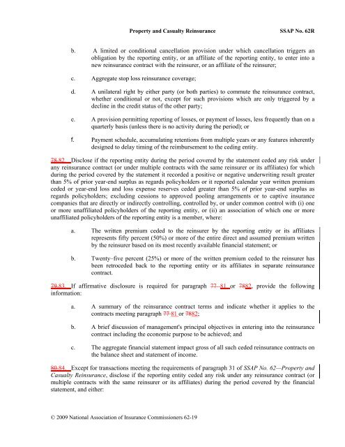 Statutory Issue Paper No62R - Reinsurance Focus