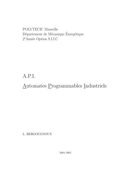 A.P.I. Automates Programmables Industriels - iusti