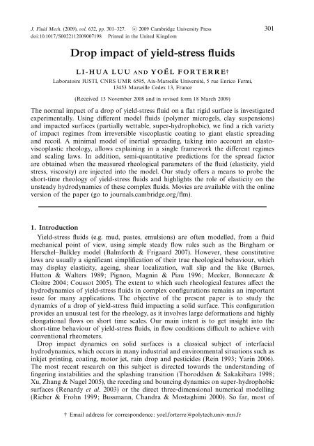 Drop impact of yield-stress fluids - iusti