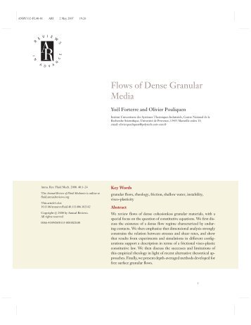 Flows of Dense Granular Media - iusti