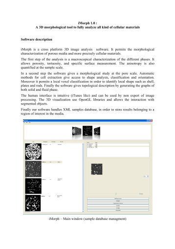 iMorph 1.0 : A 3D morphological tool to fully analyze all kind of ... - iusti