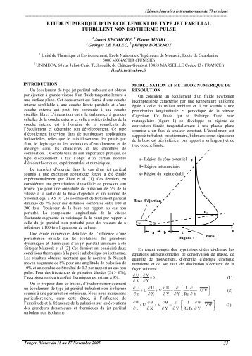 etude numerique d'un ecoulement de type jet parietal ... - iusti