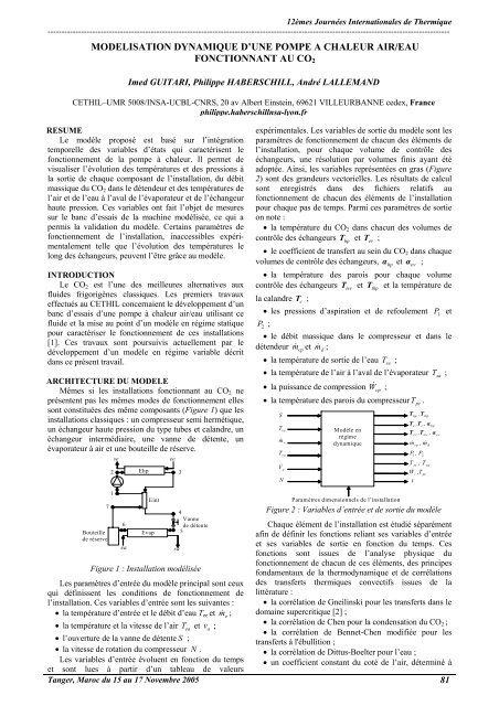 modelisation dynamique d'une pompe a chaleur air/eau ... - iusti