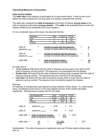 Calculating Measures of Association Case-control studies The odds ...