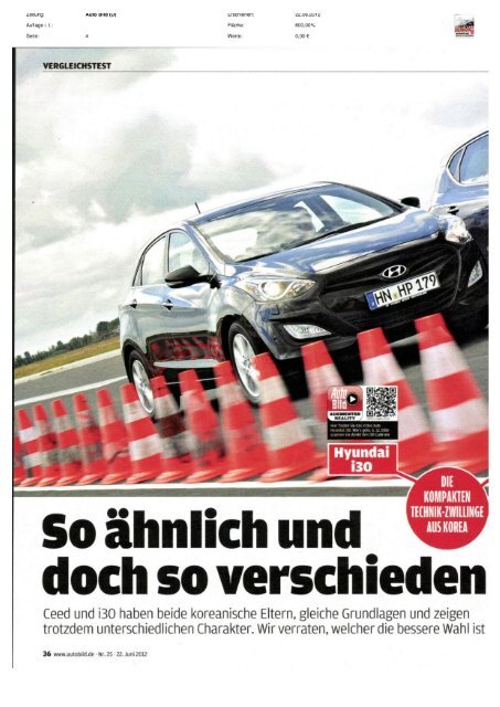 Hyundai i30 schlaegt Kia Ceed eindeuting im Auto Bild Vergleichstest