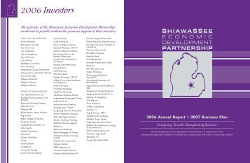 2006 Investors - Shiawassee Economic Development Partnership