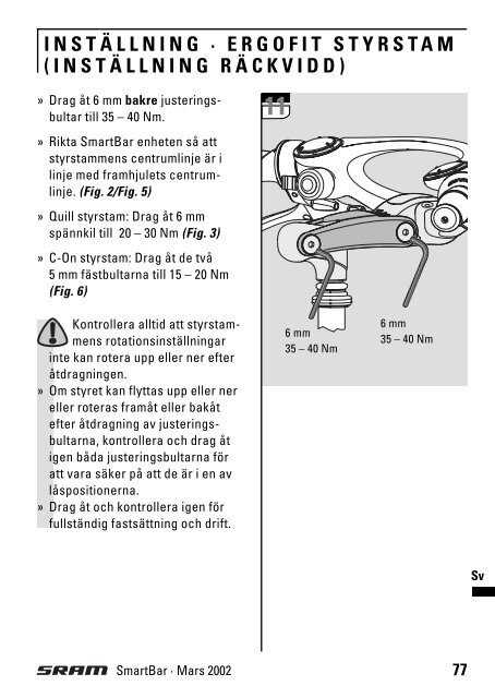 Smartbar Ins Sp/It/Dk/Sv 3/02 - Sram