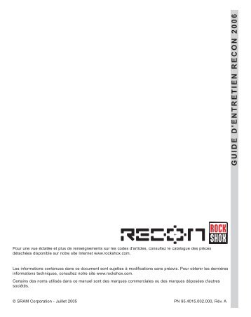 Service Guide - Recon - 2006 (1.5 Mo) - Sram