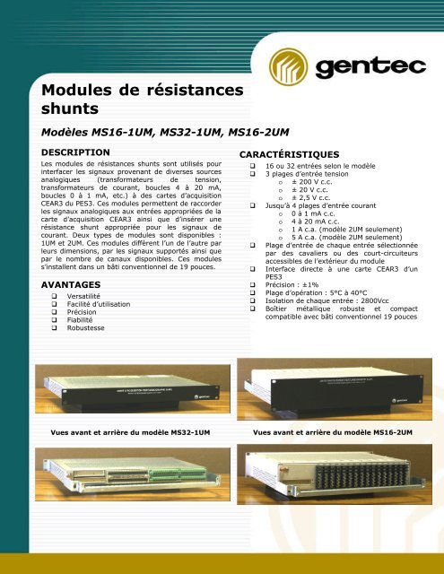 Document technique autres modÃ¨les - Gentec