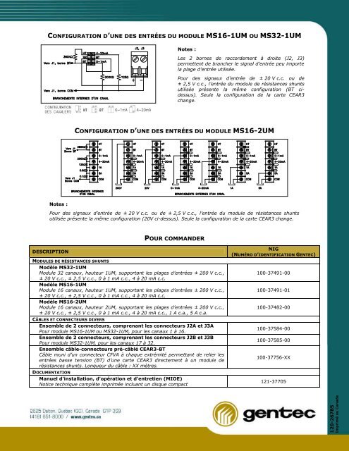 Document technique autres modÃ¨les - Gentec