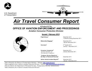 Air Travel Consumer Report - Aviation Consumer Protection - U.S. ...