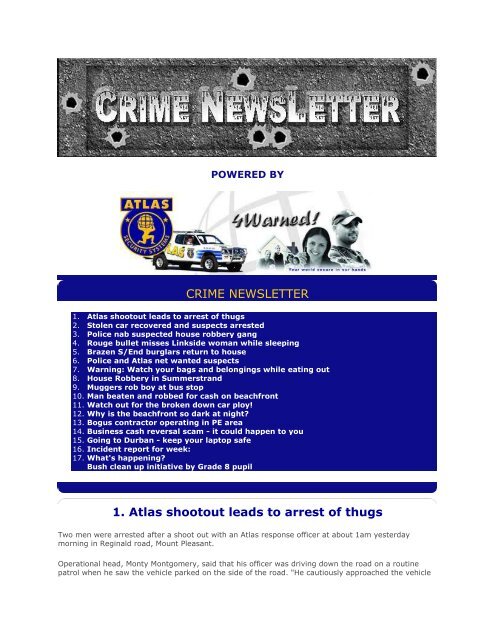 Crime Newsletter - 4 June 2009 - Atlas Security