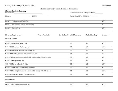 Learning Contract (PDF) - Hamline University