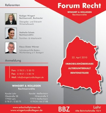 Flyer Forum Recht - 22. April 2010 - Erbschaft planen