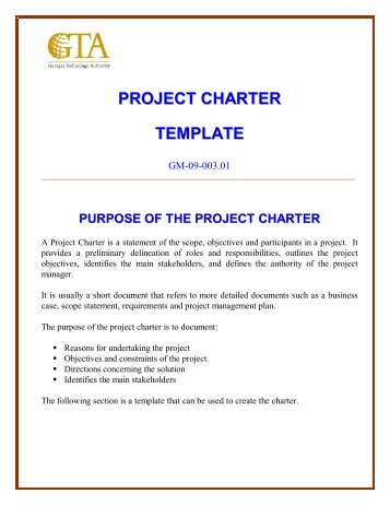 GTA Project Charter Template - AcqNotes.com