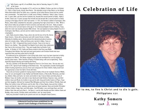 Somers Kathy 081509 SFolder.pub - Sliefert Funeral Homes