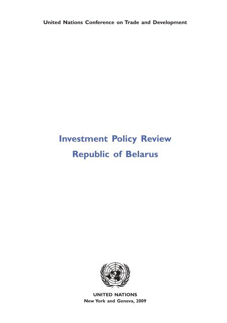 Investment Policy Review Republic of Belarus