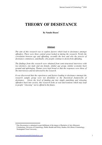 THEORY OF DESISTANCE - Internet Journal of Criminology