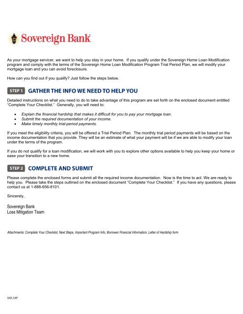 Sovereign Bank Loss Mitigation Team