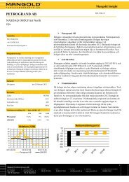 PETROGRAND AB - Mangold Fondkommission