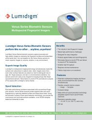 Lumidigm Venus Series Datasheet v1.5 - Planet Biometrics.com