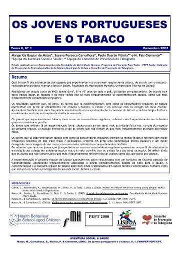 os jovens portugueses eo tabaco - Faculdade de Motricidade Humana