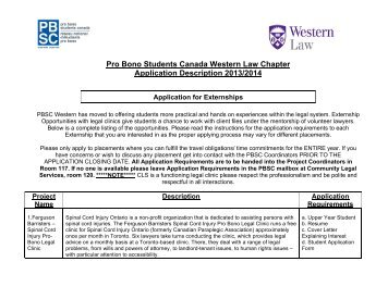 Application Description - University of Western Ontario Faculty of Law