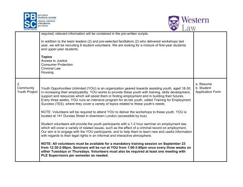 Application Description - University of Western Ontario Faculty of Law