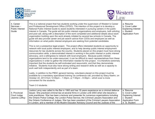 Application Description - University of Western Ontario Faculty of Law