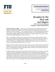 Breakfast In The Park with Joel Shapiro - Frost Art Museum - Florida ...