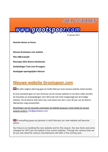 Nieuwe website Grootspoor.com