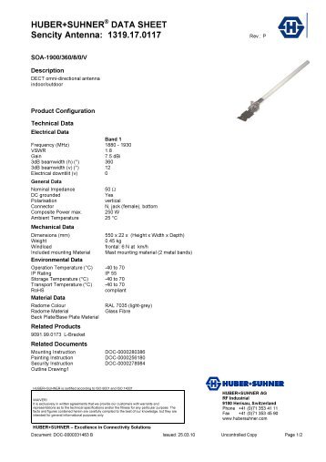 HUBER+SUHNERÂ® DATA SHEET Sencity Antenna ... - Nkt-rf.ru