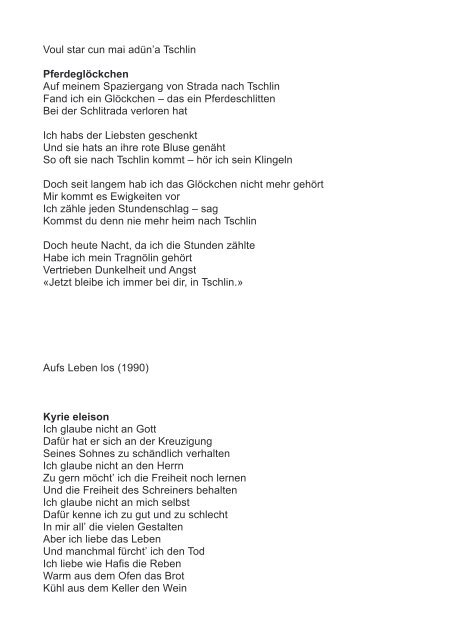 Bardill Liedtexte für Erwachsene - Linard Bardill