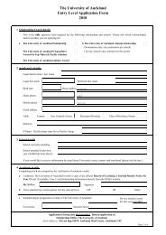 The University of Auckland Entry Level Application Form 2010