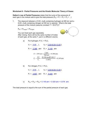 Printables Kinetic Molecular Theory Worksheet worksheet 9 partial pressures and the kinetic molecular theory 8 of