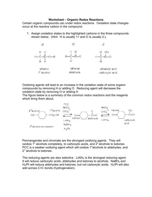 Oxidation Reduction Worksheet Answers