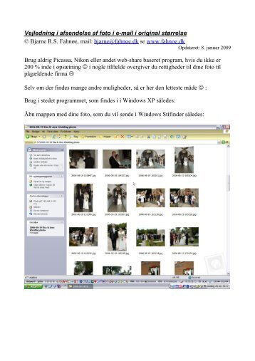 Vejledning i afsendelse af foto i e-mail i original stÃ¸rrelse