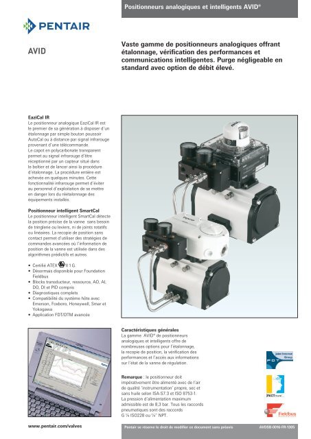 Vaste gamme de positionneurs analogiques offrant ... - Pentair