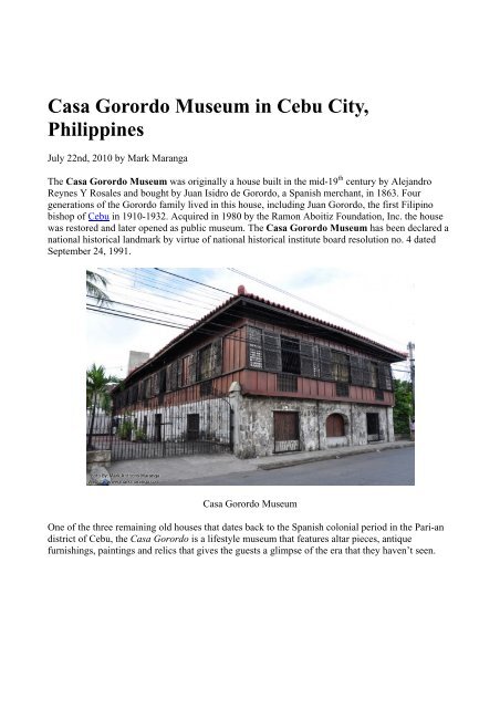 Casa Gorordo Museum in Cebu City, Philippines