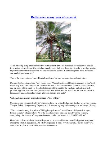 Rediscover many uses of coconut