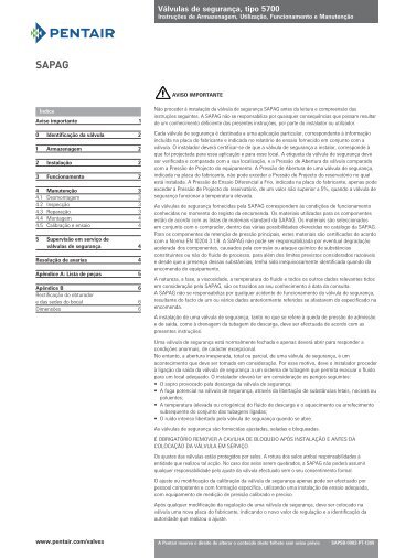 Válvulas de segurança, tipo 5700 - Pentair Valves & Controls