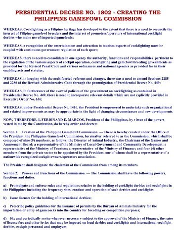 presidential decree no. 1802 - AboutPhilippines.ph