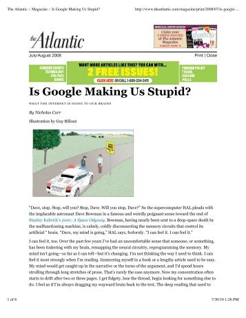 essays on is google making us stupid Is google making students stupid the author of the 2008 atlantic cover story “is google making us stupid in her essay reacting to. essays on is google making us stupid Is google making students stupid the author of the 2008 atlantic cover story “is google making us stupid in her essay reacting to.