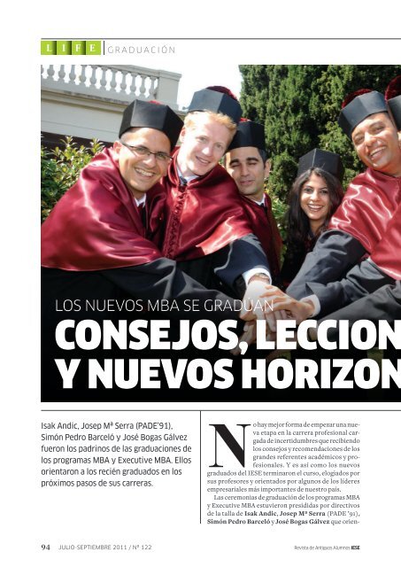 conSejoS, leccioneS y nueVoS horizonteS - revista iese.