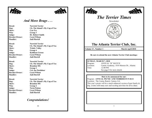 The Terrier Times - Atlanta Terrier Club