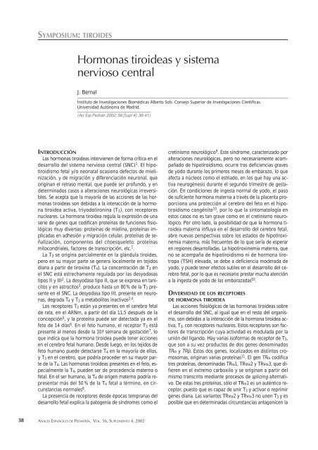 Hormonas tiroideas y sistema nervioso central - Elsevier